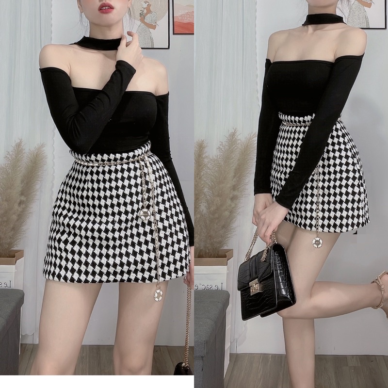 (Hình thật) Chân váy kẻ from chữ A tôn dáng phối đồ đi chơi đi làm đều đẹp, chất dạ dày dặn from chuẩn