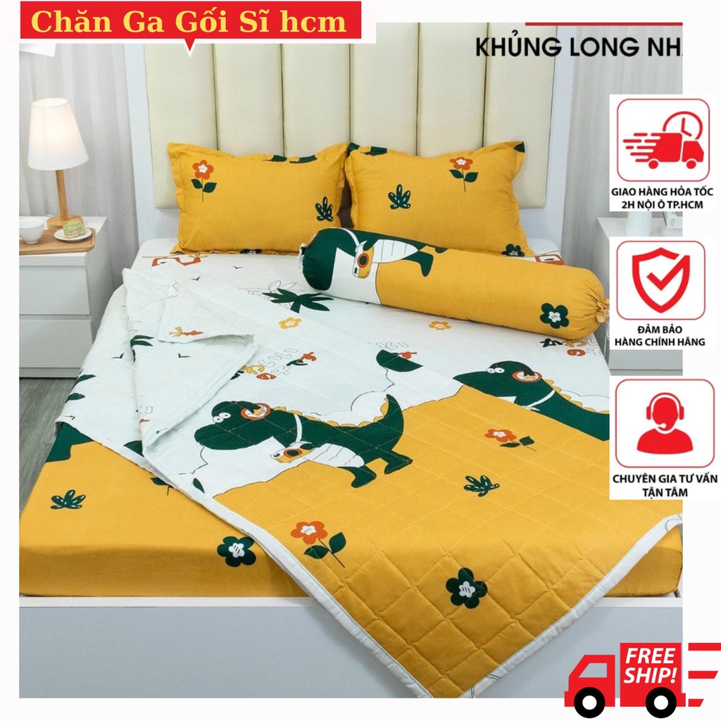 Bộ Ga gối trải giường 1m/1m2 gồm 1 ga chun 1 vỏ gối nằm, bộ ga gối kí túc xá bệnh viện 1m/1m2 Mẫu KH