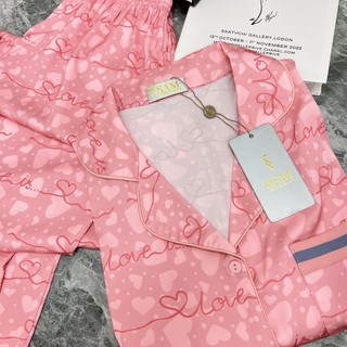 Bộ lụa Sam luxury, pijama lụa mặc nhà dài tay cao cấp