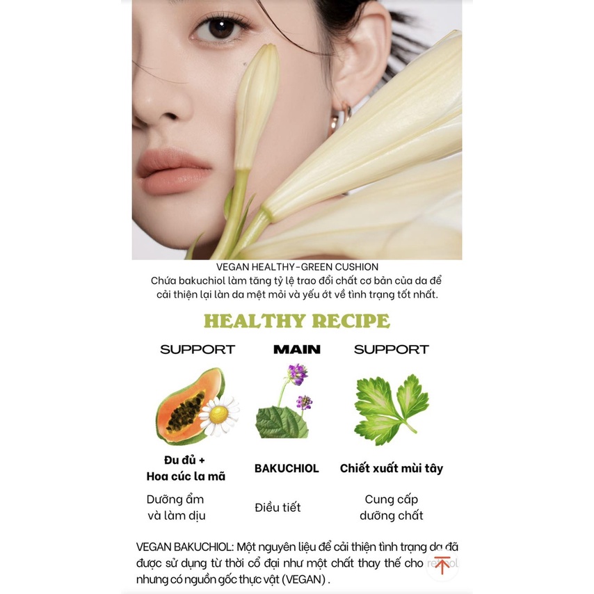 Phấn nước bán lì UNLEASHIA SATIN WEAR HEALTHY-GREEN CUSHION 15g