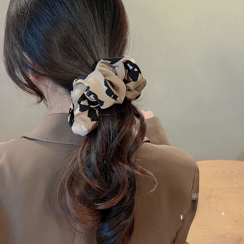 Dây Buộc Tóc Cao Su Satin Mềm Co Giãn In Họa Tiết Hoa Thanh Lịch Cho Nữ