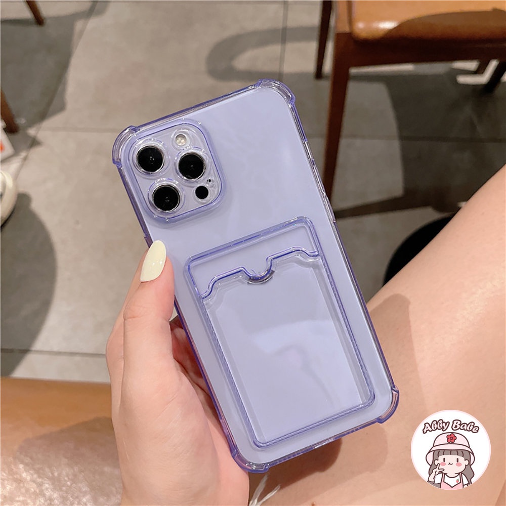 Ốp Điện Thoại TPU Mềm Mỏng Trong Suốt Chống Nước Có Ngăn Đựng Thẻ Cho Iphone 11 7Plus 13 12 11 Pro Max X XS 12 13 XR