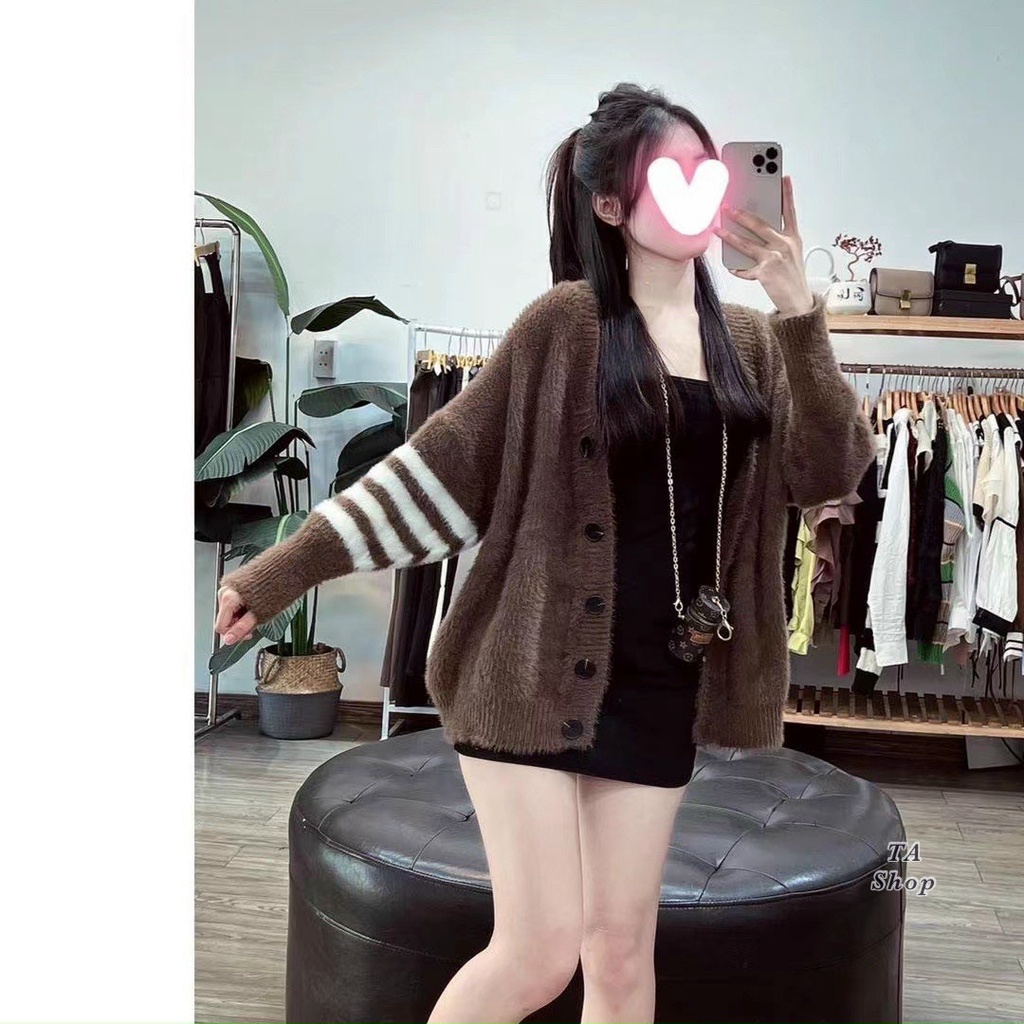 Áo cardigan thom len lông dáng dài siêu xinh hàng QC