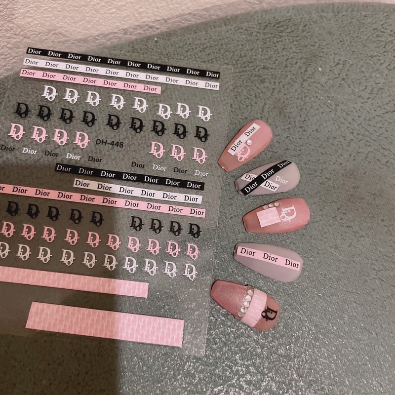 Sticker 3d màu hồng dán móng tay nail