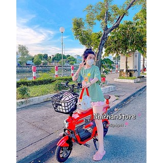 Set đùi áo sọc quần lưới phối nơ