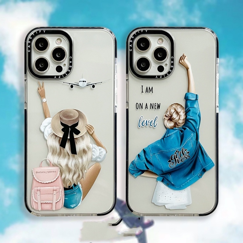 Casetify Travel Backpack Girl Case For iPhone 7 8 Plus 7+ 8+ X XS XR 11 11Pro 12 Mini Pro 12 Pro Max XS Max SE 2020 Transparent Soft Silicone TPU Case