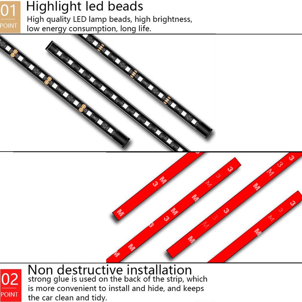 Đèn LED 48 Bóng 4 Trong 1 12-24V Trang Trí Nội Thất Xe Hơi
