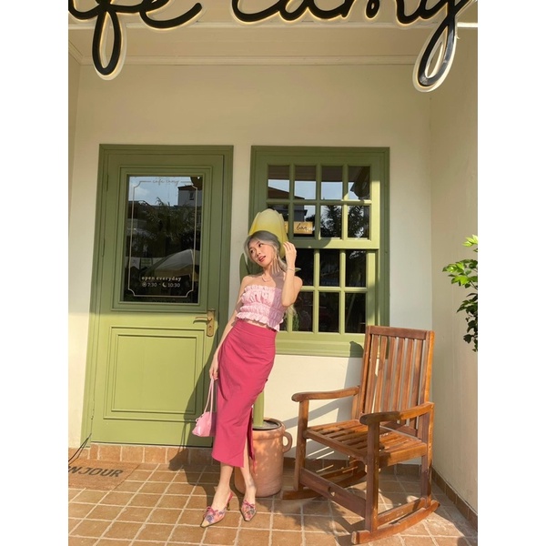 Set Đồ crotop Pinky kèm Chân Váy