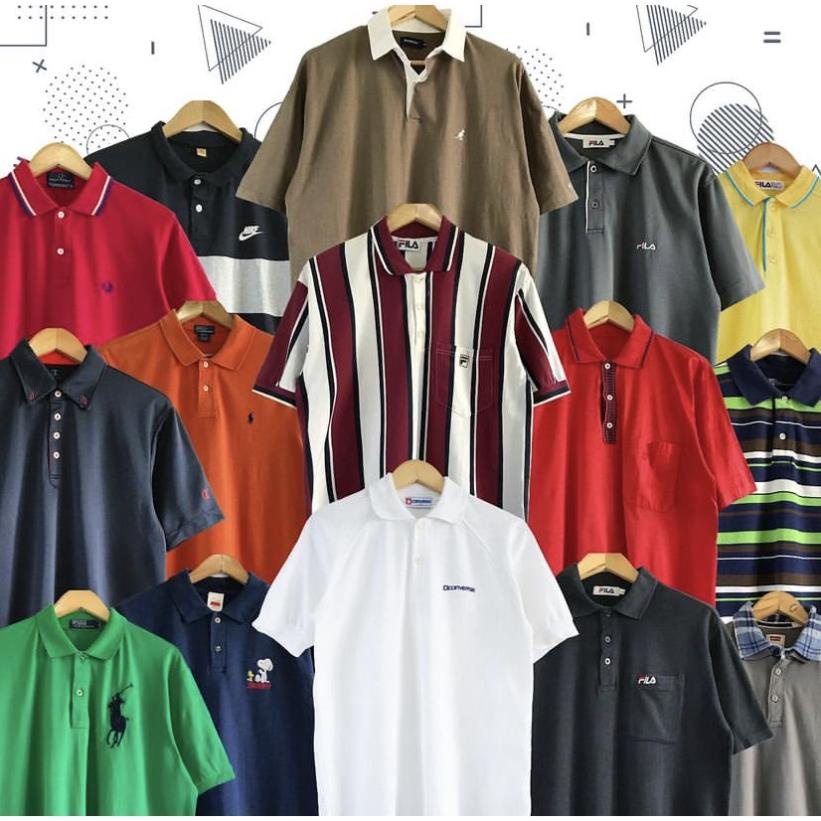 Áo Polo 2hand , Áo Thun Cổ Bẻ Nam Nữ Unisex Vải Cá Sấu Hàn Quốc Form Rộng Đứng Cotton Trung Niên Hút Mồ Hôi Đẹp Mẫu 1 ©️