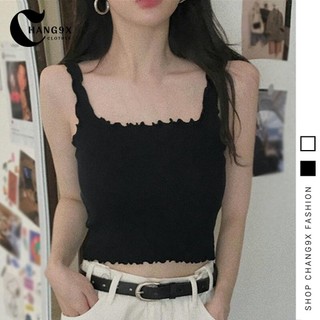 Áo croptop sát nách cuốn biên cổ vuông nữ trơn dáng ôm body đẹp, áo kiểu lạ mắt chất thun thời trang cr17