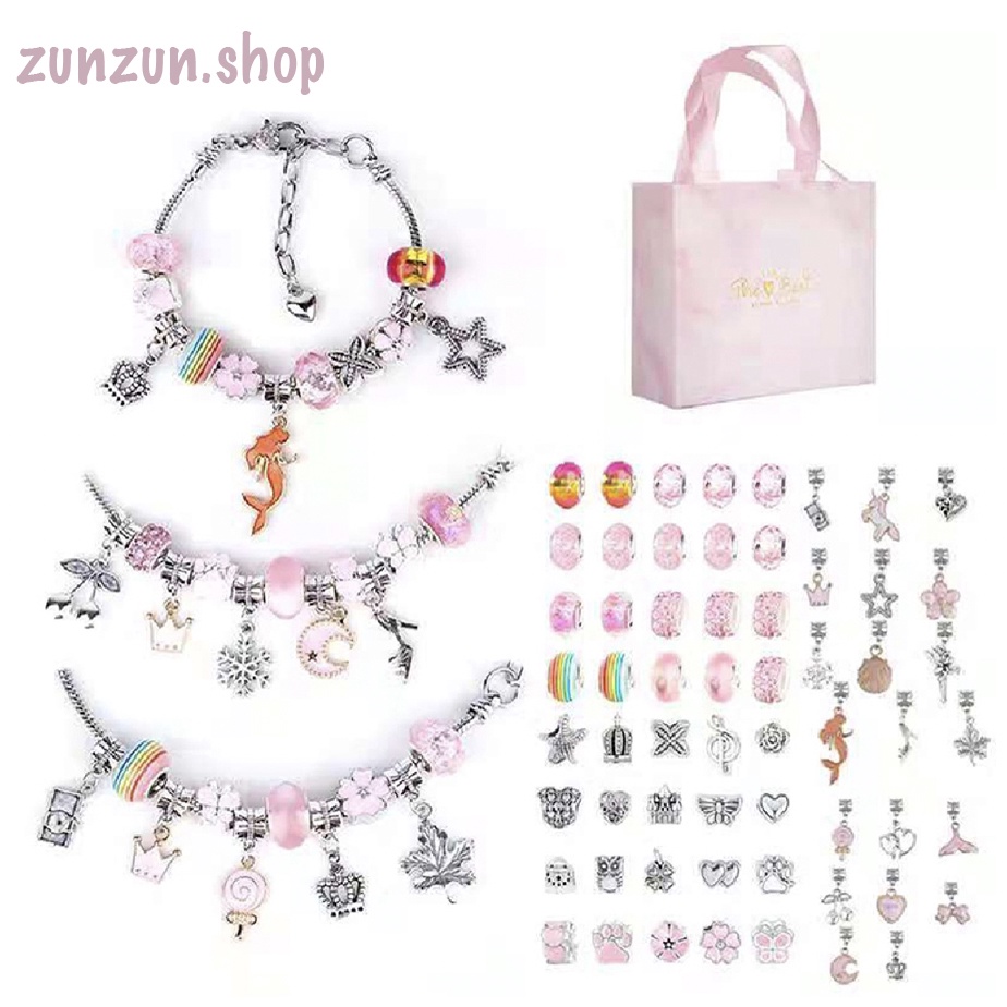 (Hàng Sẵn TP.HCM)Chuỗi Làm Vòng Tay / Dây Chuyền Xinh Xắn DIY, Hạt Charm Làm Vòng Handmade DIY, Bộ 112 Hạt Xâu