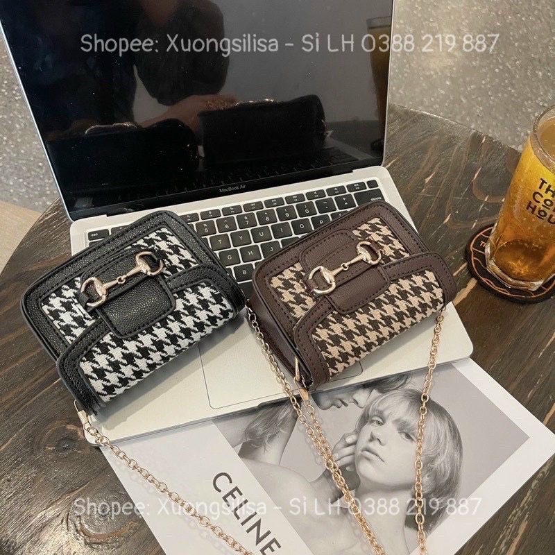 Túi đeo chéo mini móc nối họa tiết zic zac