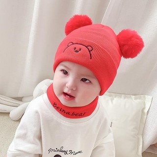 Set mũ len kèm khăn ống mặt cho bé