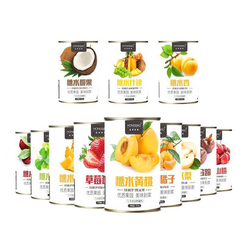 Hoa quả ngâm Hongqiao ⚡ SIÊU KHUYẾN MÃI ⚡ Trái cây tươi ngâm lon 425g ăn giòn ngon thích hợp làm nước giải khát