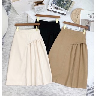 Chân váy nhung tăm rúm lệch ( hàng tk may 2 lớp)