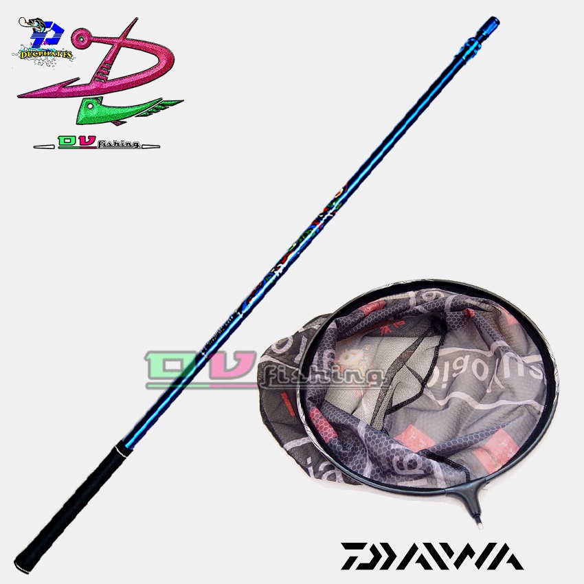 Bộ Cán, Mặt Vợt vớt Cá DIAIWA Carbon + vành tròn dùng cho câu đơn câu đài.!!!