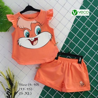 Bộ sọt veco bé gái họa tiết thỏ 35-50kg