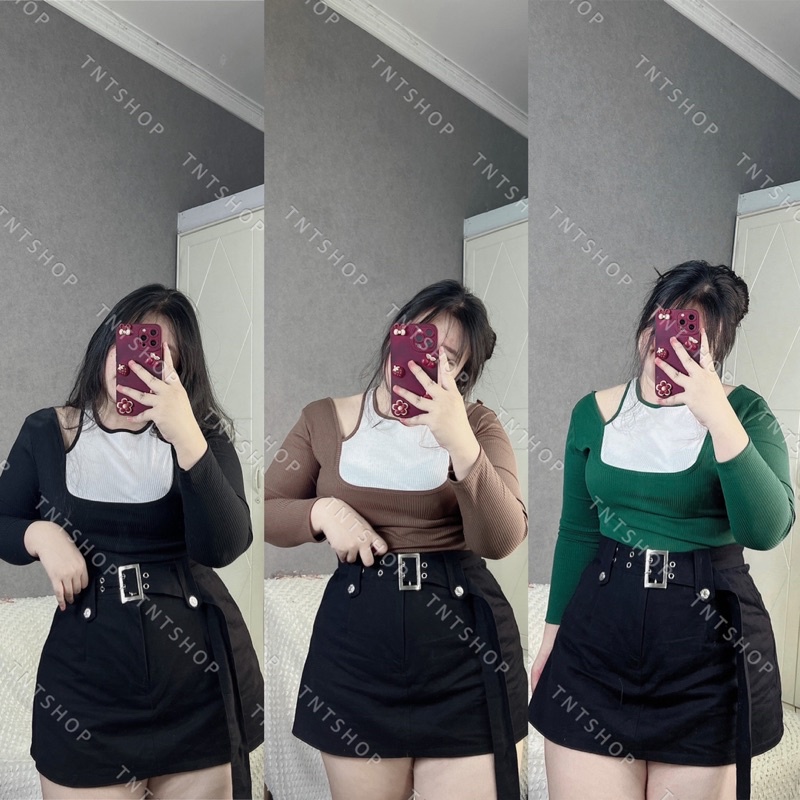 ÁO CROTOP 3 LỖ PHỐI ÁO TAY DÀI [TNT SHOP BIGSIZE 60KG 90KG]