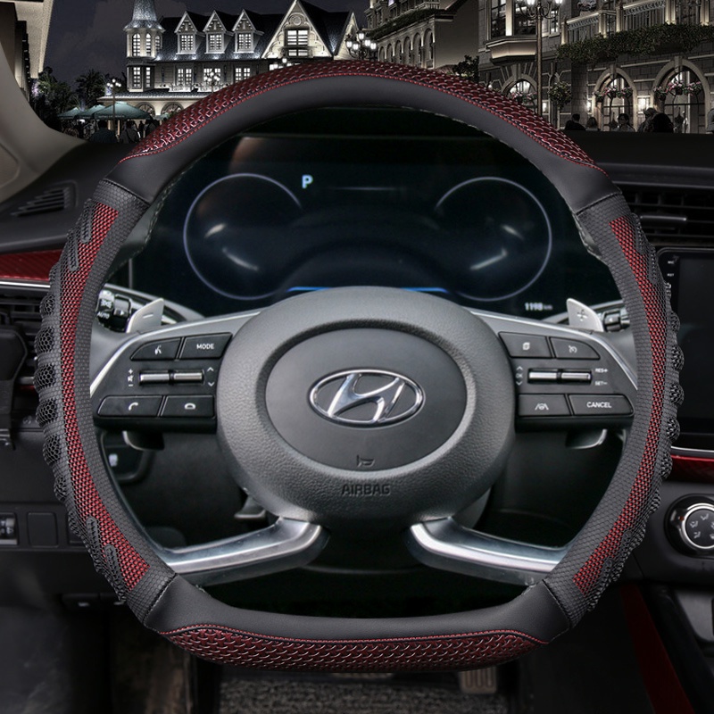 Bao Da Bọc Vô Lăng Xe Hơi Hình Chữ D Bằng Sợi Carbon Cho Hyundai Creta II 2021 2022