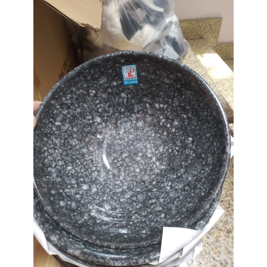Tô xoăn đựng phở , bún nhựa Melamine vân đá đen
