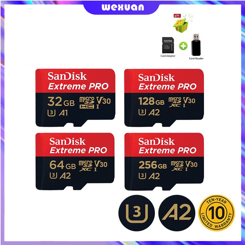 Thẻ Nhớ Micro SD SanDisk UHS-I V30 U3 A2 Class 10 4K - (32GB / 64GB / 128GB / 256GB / 512GB / 1TB)