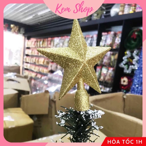 Ngôi sao kim tuyến vàng bạc đỏ trang trí cây thông Noel Giáng Sinh - Kem Shop K224