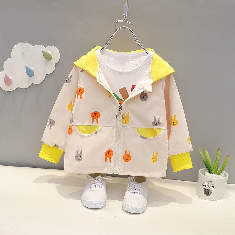 Áo Khoác Khóa Kéo Có Nón In Họa Tiết Hoạt Hình Dễ Thương Thời Trang Xuân Thu Cho Bé Gái