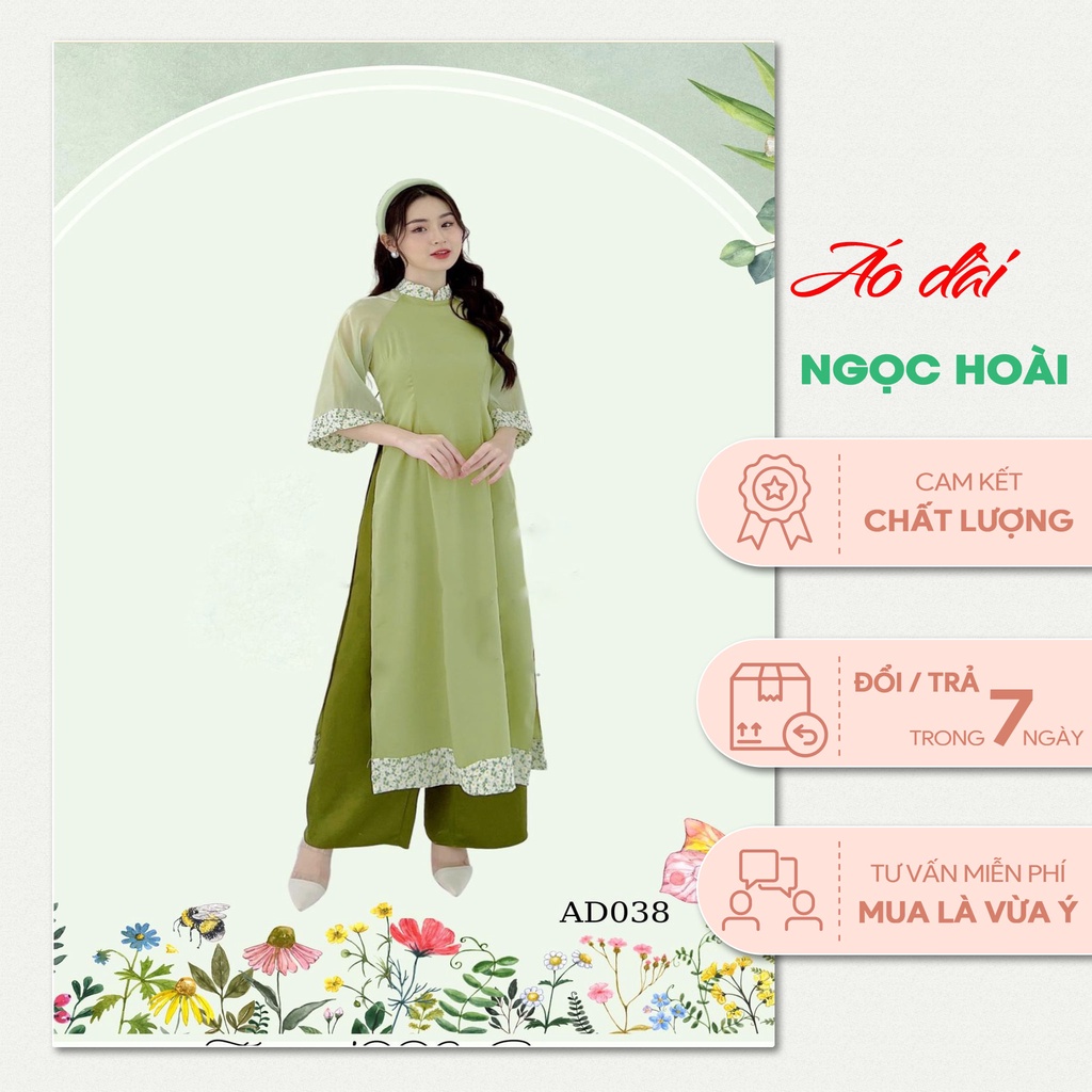 Áo Dài Cách Tân Nữ Thiết Kế Lụa Phối Tay Vo Cùng Họa Tiết Hoa Nhí Dáng Xinh Độc Đáo, Dịu Dàng Thướt Tha Cho Các Nàng