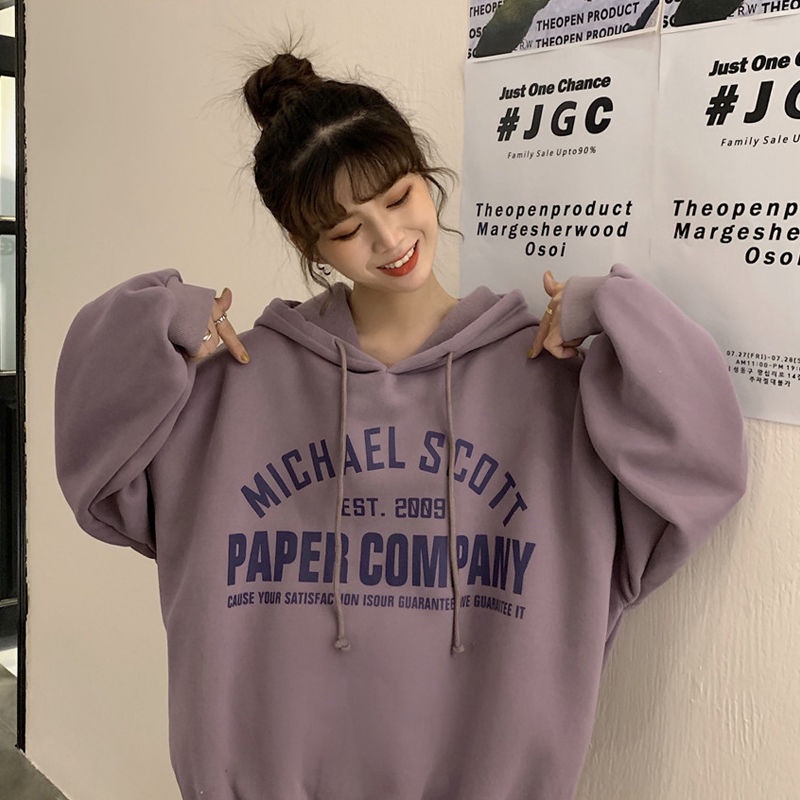 Áo Hoodie Tay Dài Dáng Rộng Thiết Kế Mới Thời Trang Theo Phong Cách Hàn Quốc