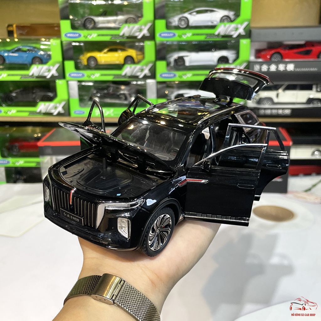Mô hình xe ô tô hợp kim Hongqi E-HS9 tỉ lệ 1:24 đánh lái,bấm còi hãng Chezhi 3 màu