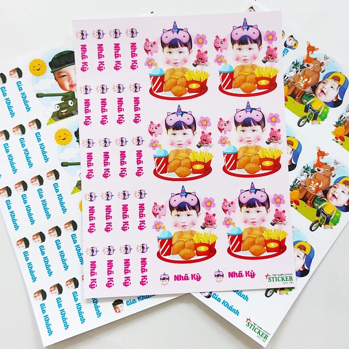 🔥 Sticker Chibi in Tên & Hình Bé theo yêu cầu 🔥 (Decal nhựa không thấm nước) Dùng để dán bình sữa, dụng cụ cho bé.