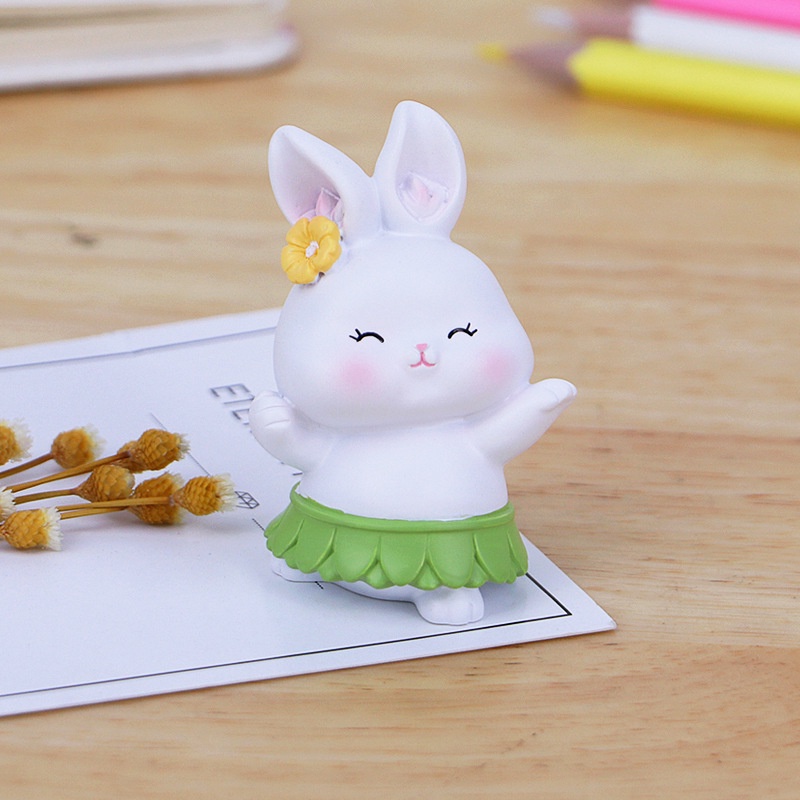 Set 4 mô hình Thỏ trắng Hambuger mini Ráp biểu cảm dễ thương trang trí, bàn học, bàn làm việc, quà tặng bạn bè