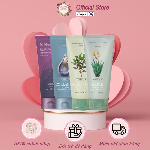 Sữa Rửa Mặt Whisis Hàn Quốc Tẩy Sạch Bụi Bẩn, Làm mềm Da, Chống Lão Hóa 100ml