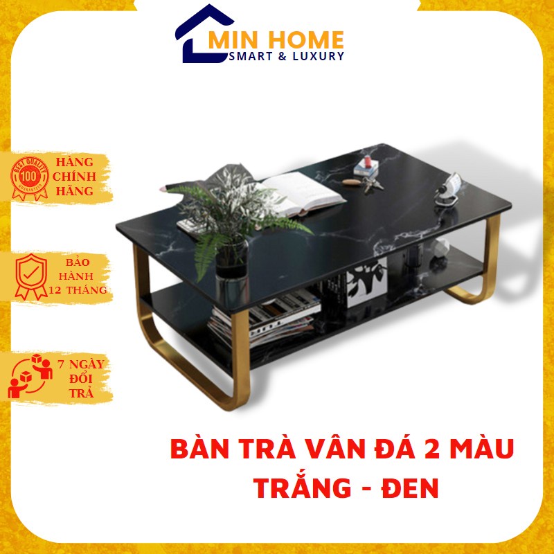 Bàn Trà Sofa, Bàn Gỗ 2 Tầng Phòng Khách Vân Cẩm Thạch Hình Chữ Nhật | BigBuy360 - bigbuy360.vn