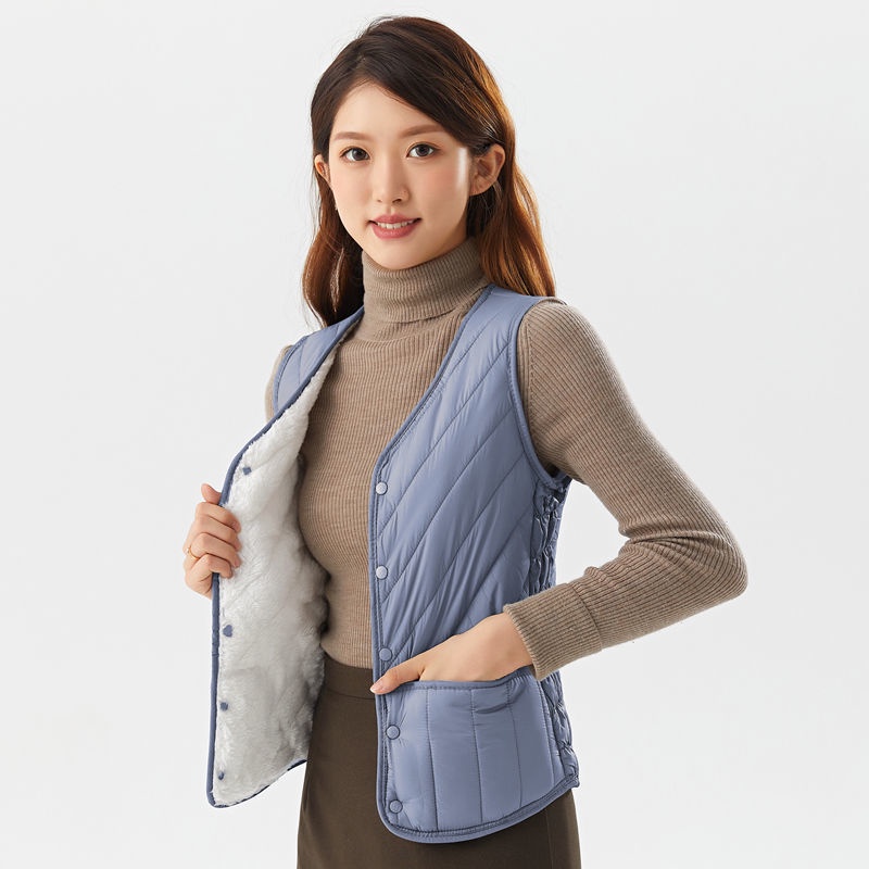 Ophao gile N Áo Ghi Lê Lót Cotton Lót Lông Cừu Giữ Nhiệt Dáng Ôm Phong Cách Hàn Quốc Thời Trang Thu Đông Mới Dành Cho Bạn Nữ