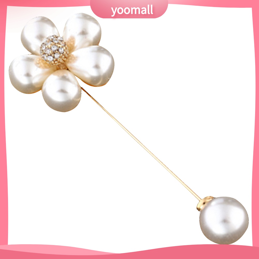 Ghim Cài Áo Hình Bông Hoa Đính Ngọc Trai Giả Thanh Lịch Dành Cho Nữ