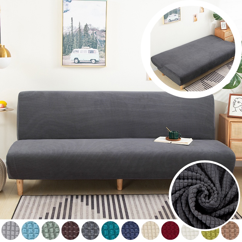 Vỏ Bọc Ghế Sofa Màu Trơn Bằng Vải Spandex Jacquard Co Giãn Hai Kích Thước Có Thể Gập Lại