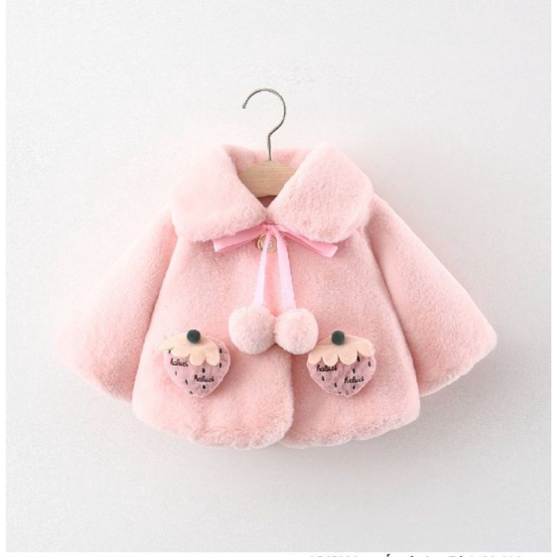 Áo khoác choàng lông dễ thương xinh xắn bé gái