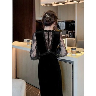 ĐẦM BODY NHUNG PHỐI REN CAO CẤP
