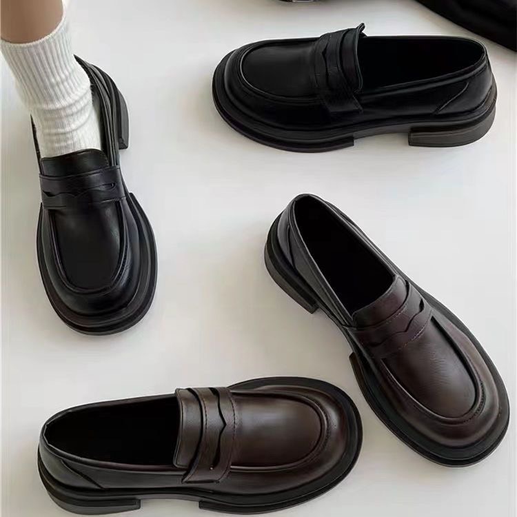 [ORDER 7-15ngày] Giày Oxford nữ BASIC phong cách Anh Quốc màu Đen, Cafe mũi tròn đế đúc