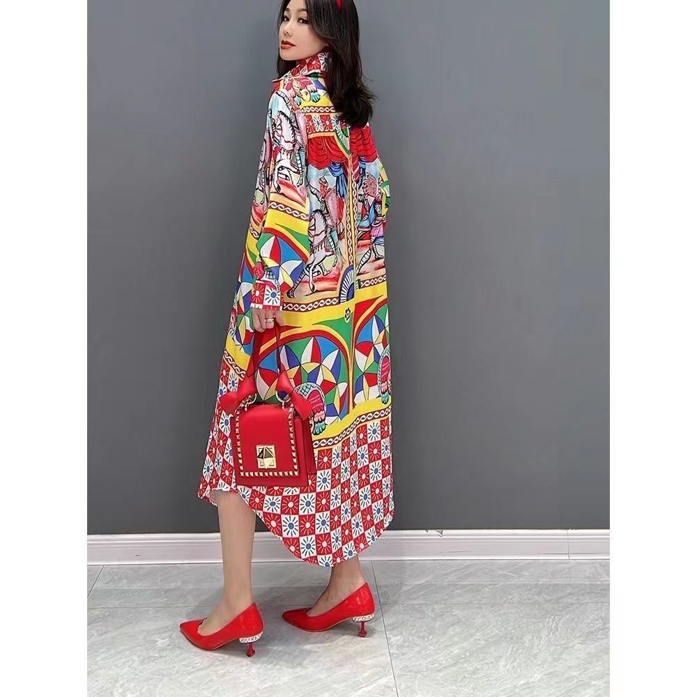 Đầm Nữ Dài Tay Cổ Bẻ Form Dài Thời Trang Hàn