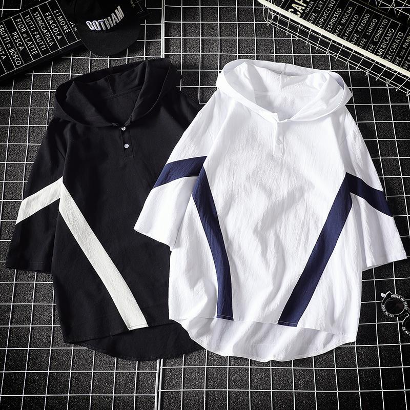 Áo Hoodie Tay Ngắn Dáng Rộng Thời Trang Mùa Hè Phong Cách Nhật Bản Cho Nam