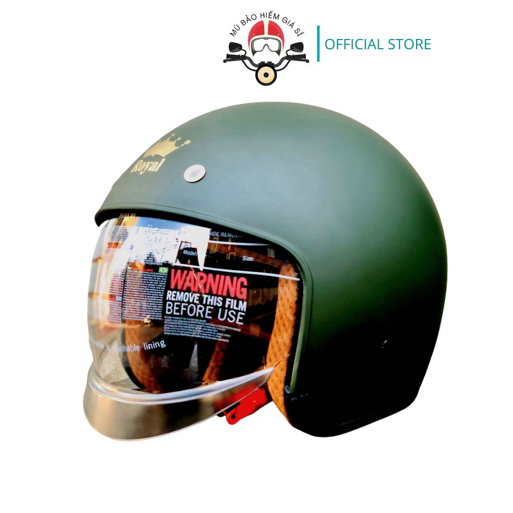 MŨ NÓN BẢO HIỂM ROYAL M139 KÍNH ÂM - SIZE MẦU XANH LÍNH NHÁM