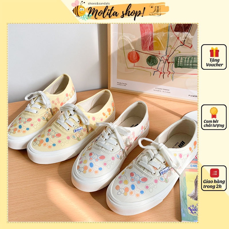 Giày Ulzzang Nữ Đế Bằng Buộc Dây Hình Hoa Em Bé Ngoan Siêu Dễ Thương Chất Canvas  BM15-Molita