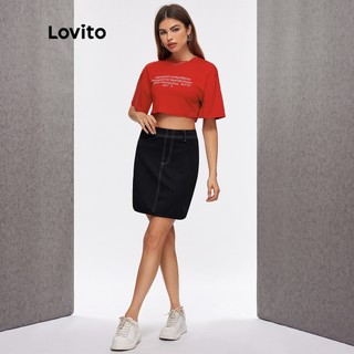 Lovito Áo Thun Crop Top L20E015 (Đỏ)