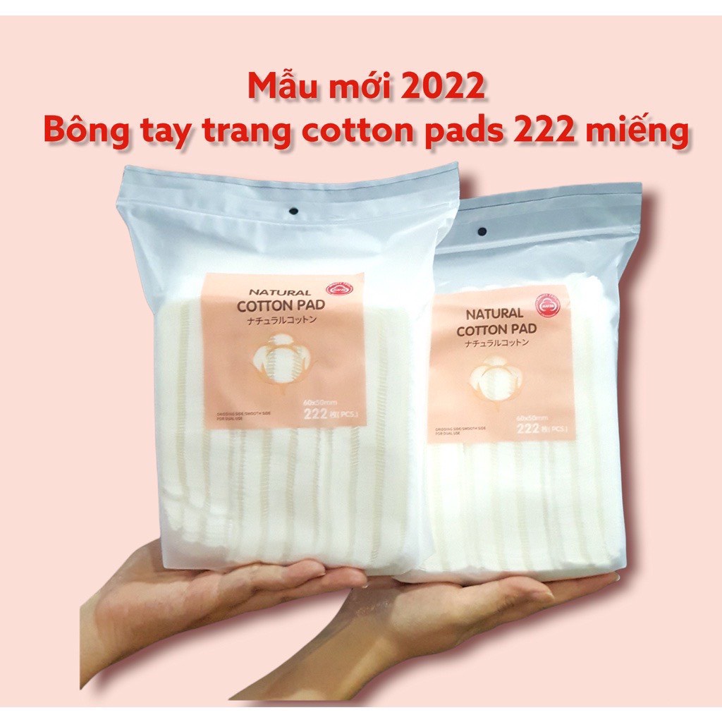 Bông tẩy trang 3 lớp 222 miếng Natural Cotton Pad - Siêu dày, siêu mềm mịn-CHÍNH HÃNG