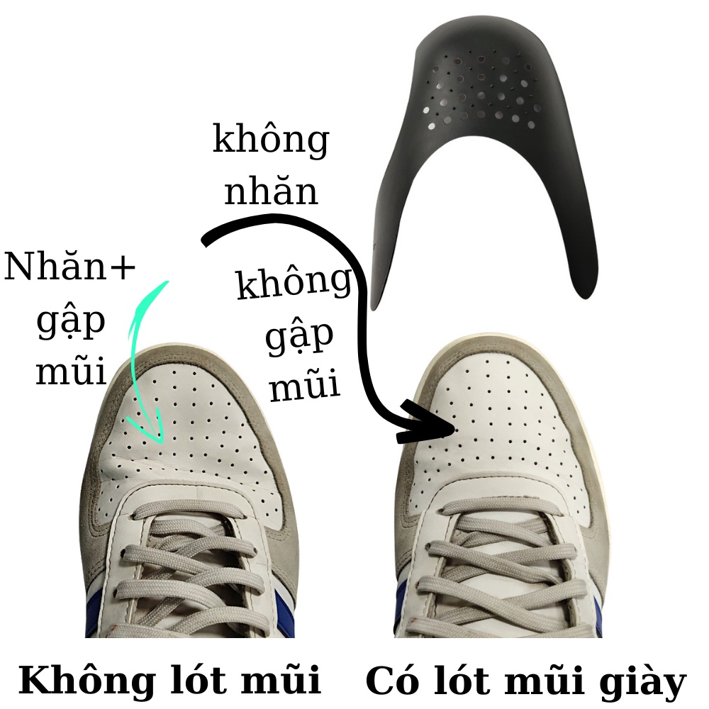 Tấm bảo vệ mũi giày sneaker &amp; thể thao chống nhăn, chống gập. Lót giày chống gập mũi