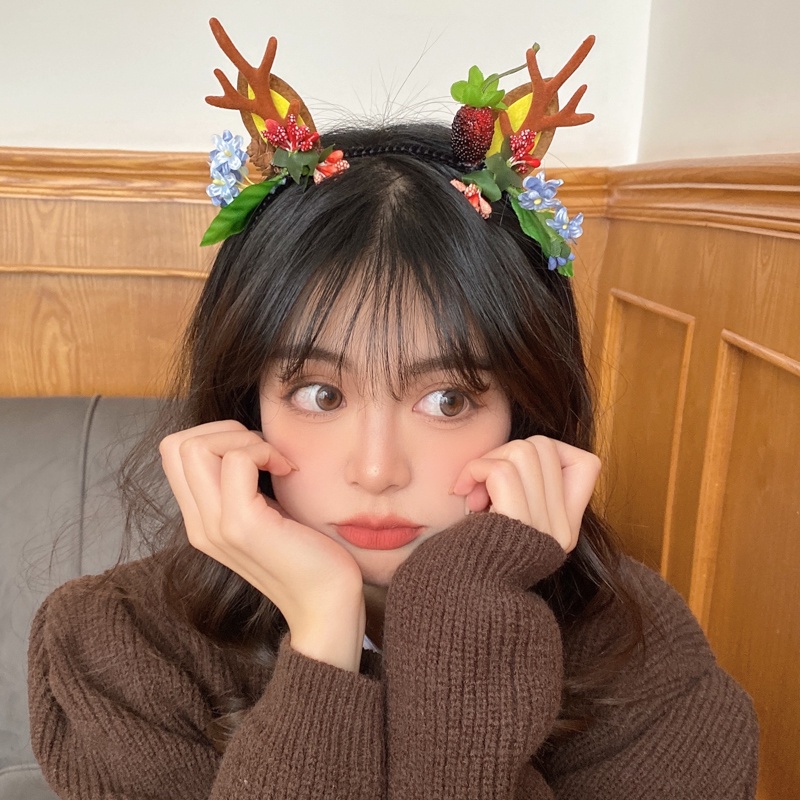 Băng Đô Cài Tóc Hình Sừng Tuần Lộc Dễ Thương