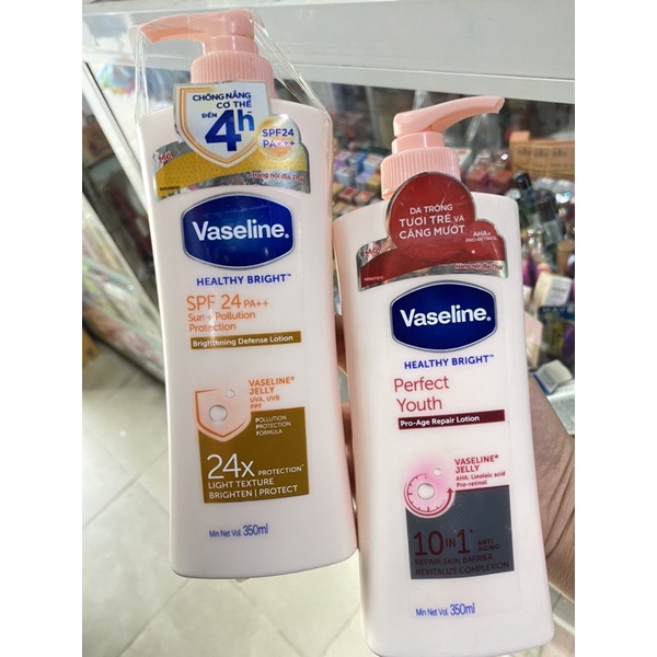 Dưỡng thể VASELINE trắng da chống nắng 24x hàng cty 350 mL