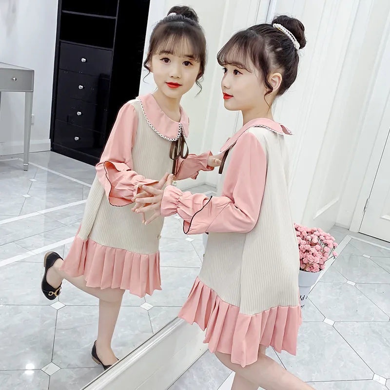 Đầm Công Chúa Tay Dài Phong Cách Xuân Thu Mới Cho Bé Gái Tiểu Học 3-14 Tuổi